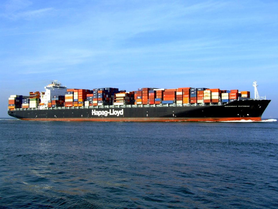 Savannah Express p6 approaching Port of Rotterdam, Holland 18-Jan-2005