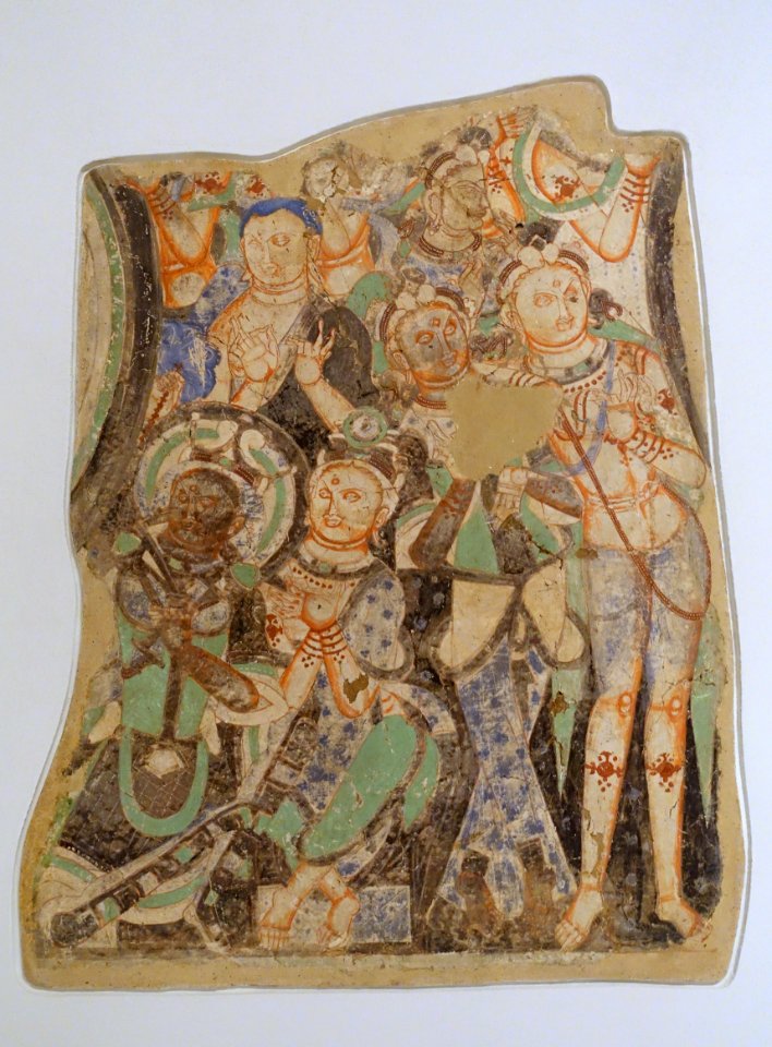 Scenes of the Buddha Sermons, Kizil, Middle Gorge, Small Cave, c. 6th-7th century AD, wall painting - Ethnological Museum, Berlin - DSC01715