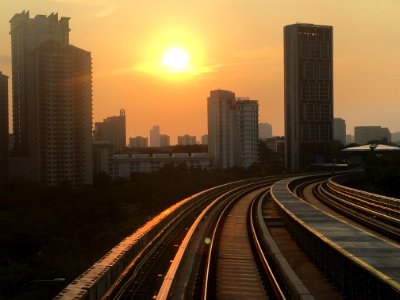 SBK Line Taman Tun Dr Ismail Station Evening view from tracks 1