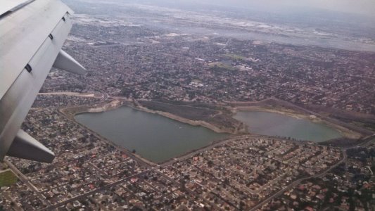 Santiago Creek Recharge Basin from Air Orange County, California from the air
