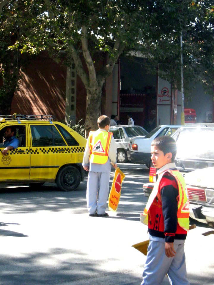 School Police - Students of Hafez Elemtary school - pass across street - Nishapur 3