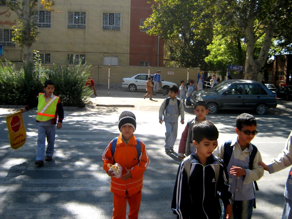School Police - Students of Hafez Elemtary school - pass across street - Nishapur 7