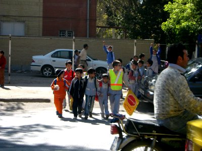 School Police - Students of Hafez Elemtary school - pass across street - Nishapur 5
