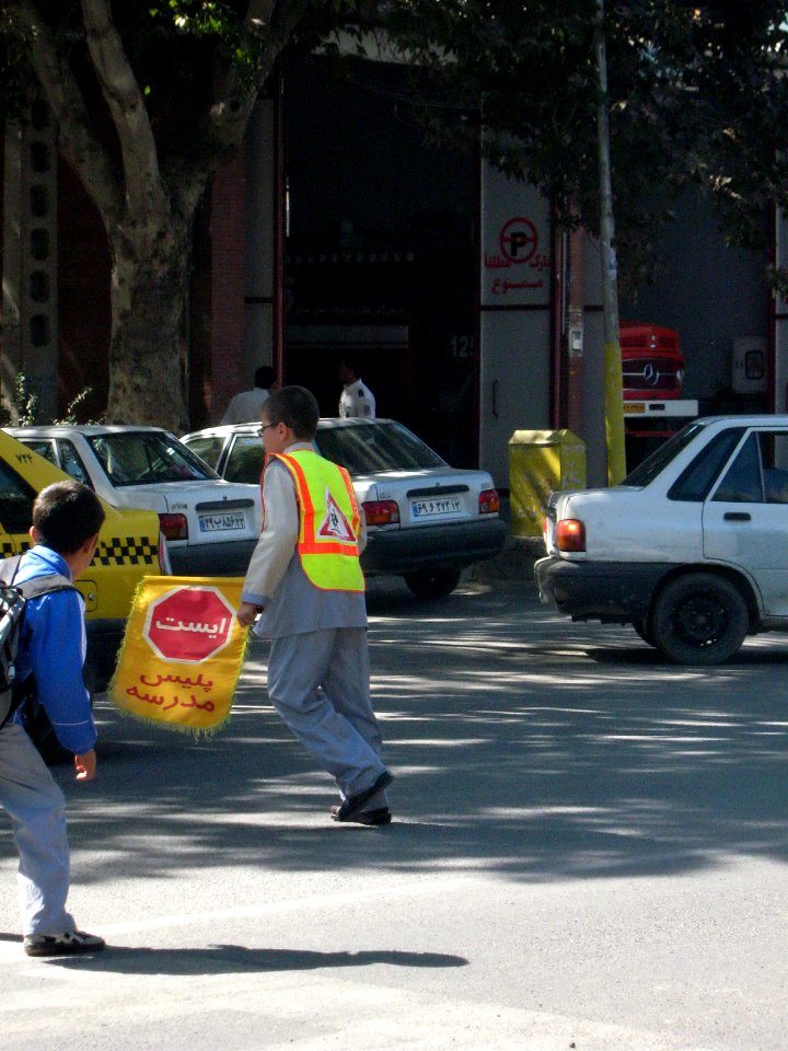 School Police - Students of Hafez Elemtary school - pass across street - Nishapur 4