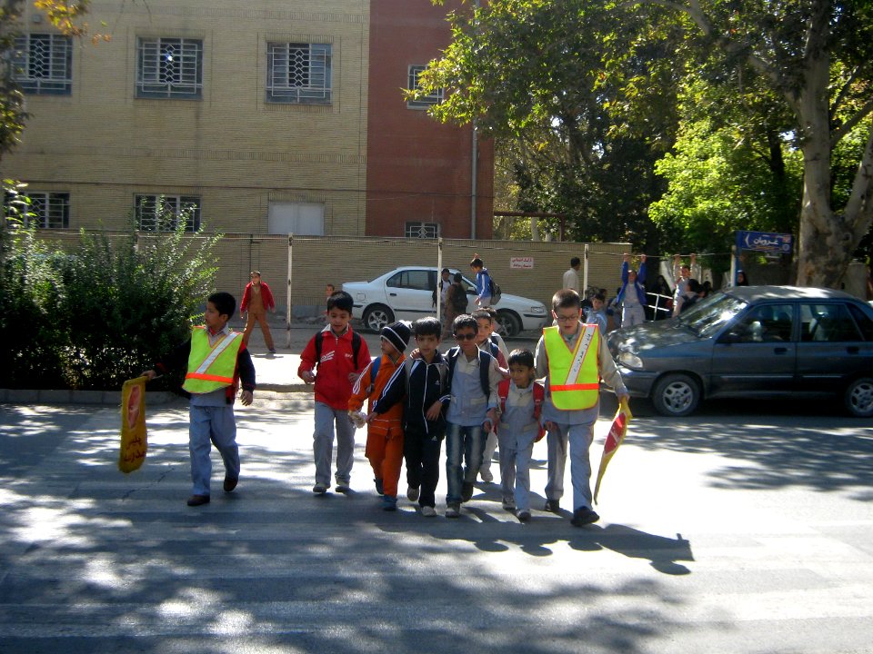 School Police - Students of Hafez Elemtary school - pass across street - Nishapur 6