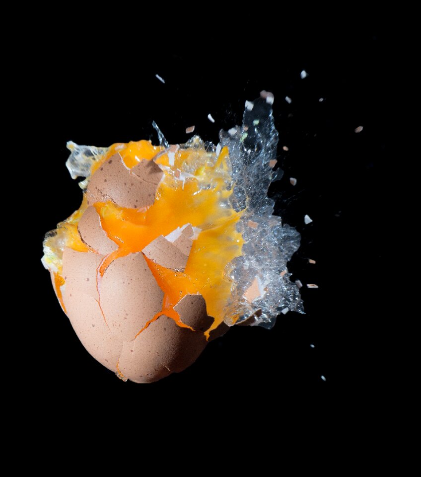 Egg shot explosion