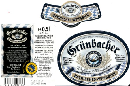 Schlossbrauerei Grünbach - Grünbacher Bayrisches Weissbier photo