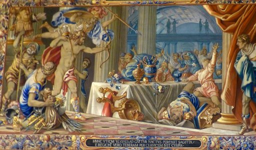Schloss Ratibor Festsaal - Wandmalerei 8 Odysseus erschießt die Freier
