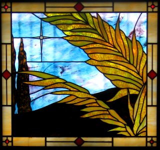 Schreiner mausoleum, Union Dale Cemetery, 2020-09-09, stained glass