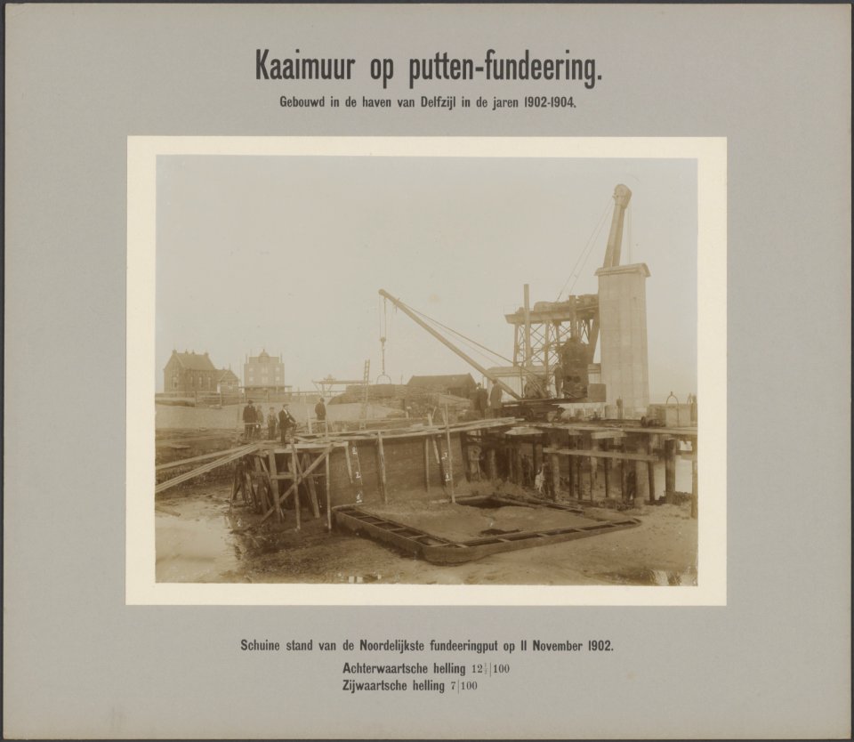 Schuine stand van de Noordelijkste funderingsput op 11 nov. 1902. Achterwaartse , Bestanddeelnr 50