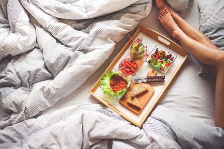 Blanket bed food photo