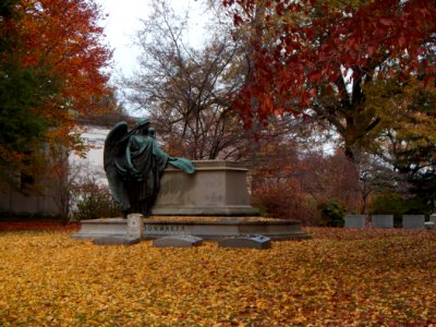 Schoonmaker monument with autumn leaves, Homewood Cemetery, 02 photo