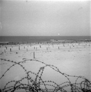 Scheveningen, overzicht van de strand en boulevardversperringen Atlantikwall, Bestanddeelnr 900-6897