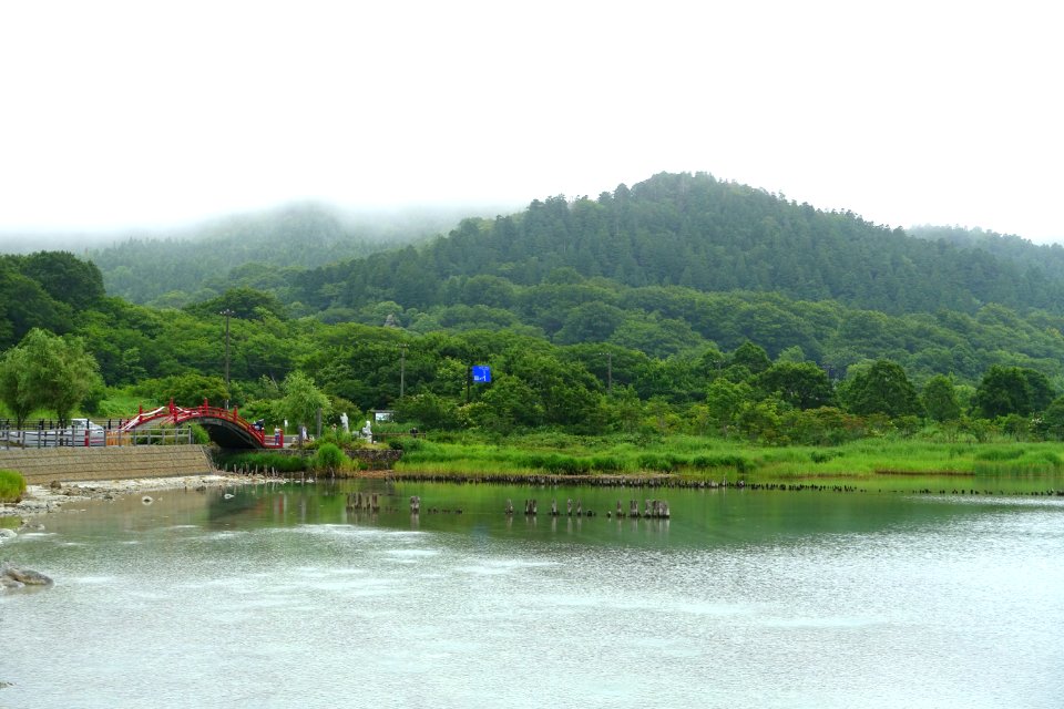 Sanzu River bridge at Lake Usori - Mount Osore - Mutsu, Aomori - DSC00184