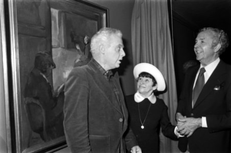 Schilderij met Wim Kan en Corry Vonk in nieuwe De La Mar Theater, Amsterdam van , Bestanddeelnr 929-5001