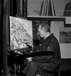 Schilder Germ de Jong 8 maart 70 jaar, Bestanddeelnr 907-5982