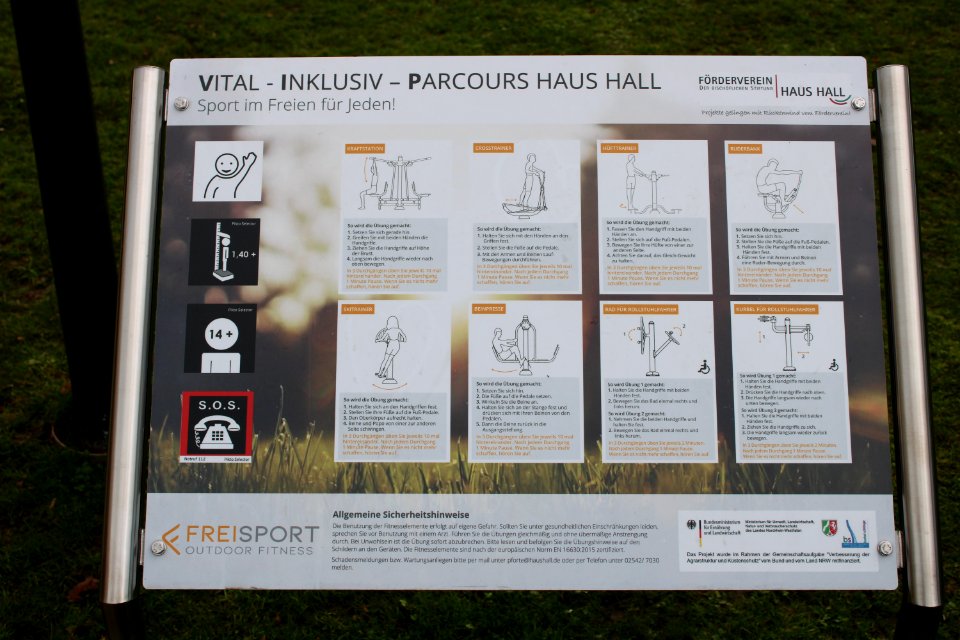 Schild Vital Parcours Haus Hall Gescher