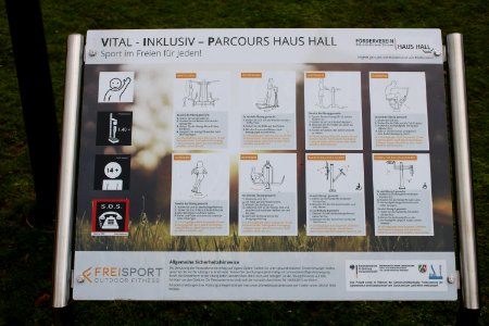 Schild Vital Parcours Haus Hall Gescher