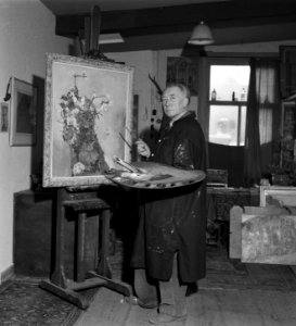 Schilder Germ de Jong 8 maart 70 jaar, Bestanddeelnr 907-5979