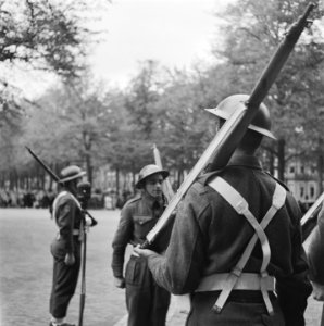 Schildwacht bij paleis Lange Voorhout. Aflossing van de wacht, Bestanddeelnr 900-8917