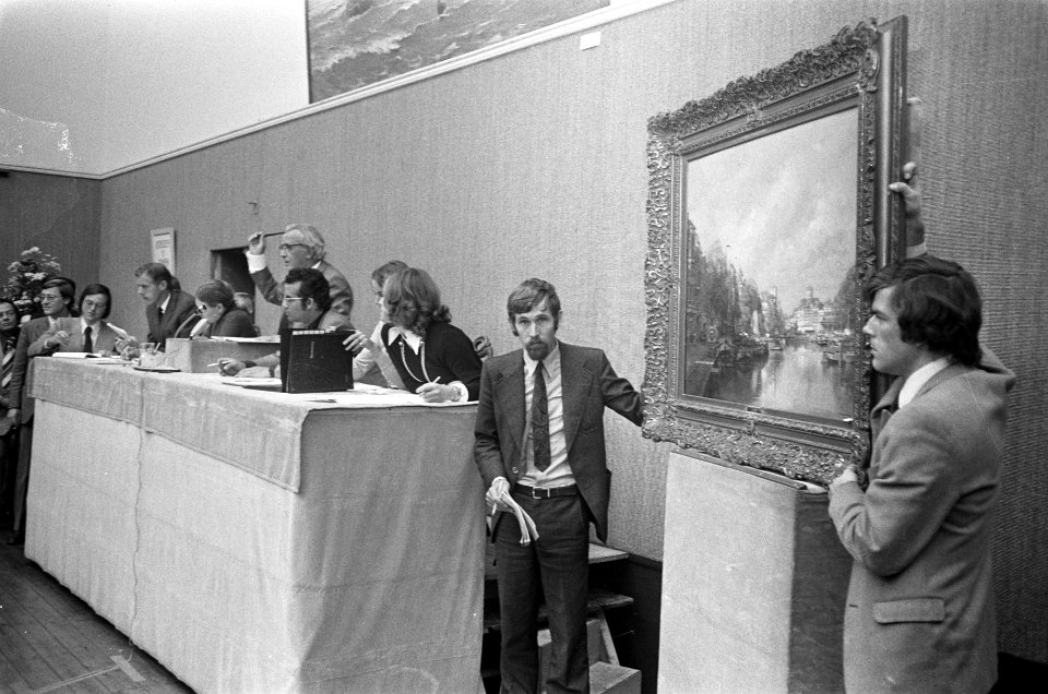Schilderijenveiling bij Mak van Waay te Amsterdam, schilderij van Klinkenberg, Bestanddeelnr 926-7168