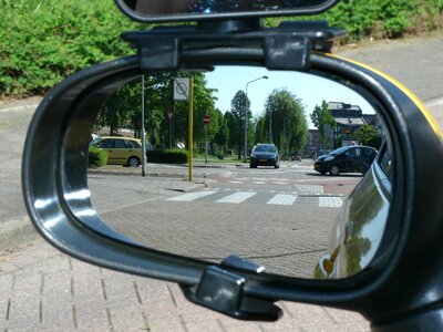 Outside mirror rear view mirror traffic photo