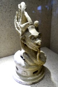 Snake figurine with human head, Bat Trang kiln, Hanoi, Nguyen dynasty, white glazed ceramic - National Museum of Vietnamese History - Hanoi, Vietnam - DSC05450