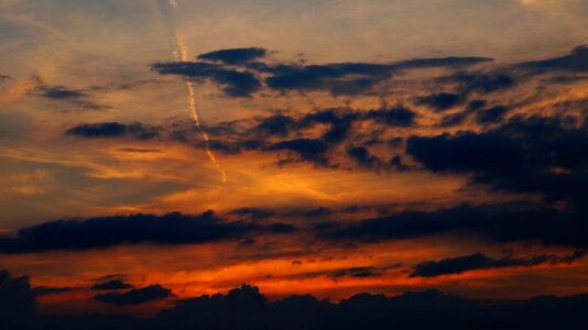 Contrail sunset afterglow