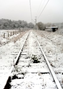 Snow on the closed Lysekil line 2 photo