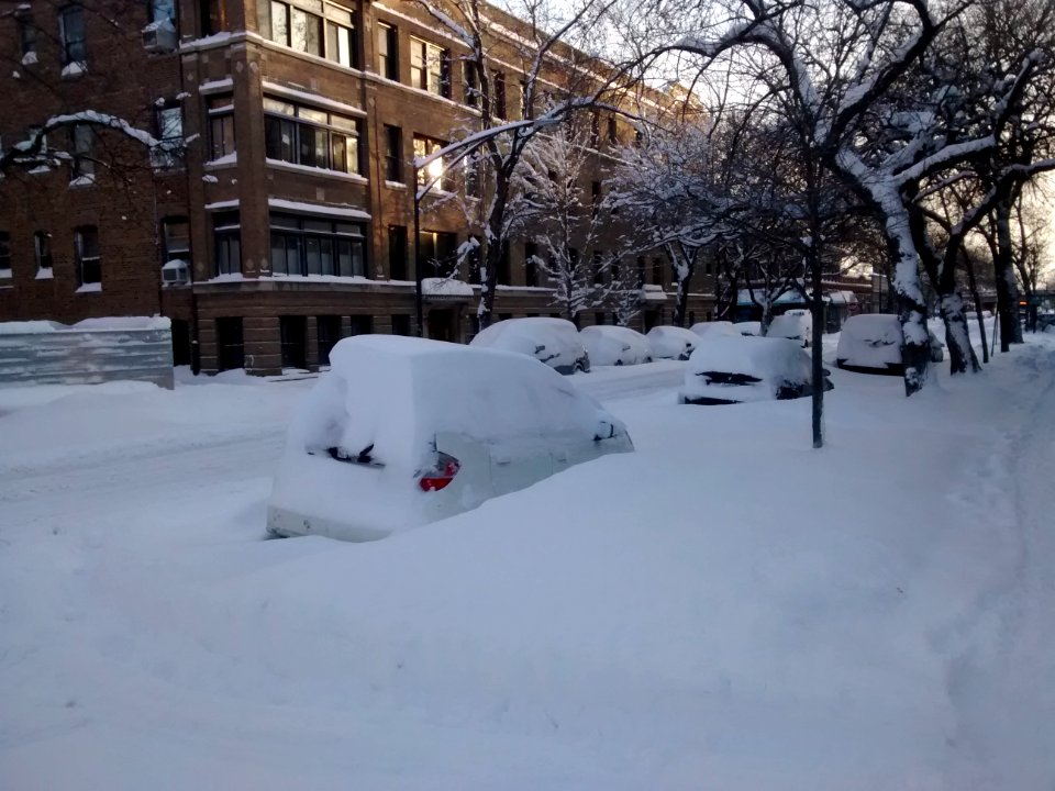 Snow on cars in Chicago in February 2015
