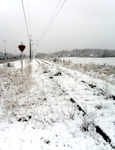Snow on the closed Lysekil line 1 photo