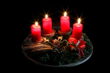 Advent wreath christmas time candlelight photo