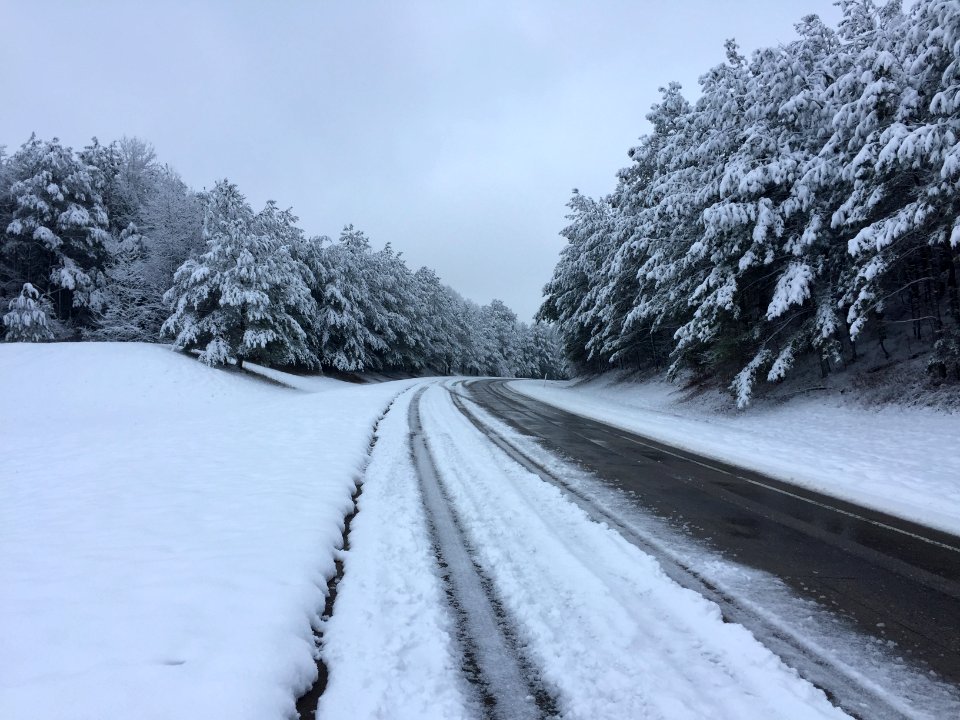 Snowy road in Cherokee County, GA Dec 2017