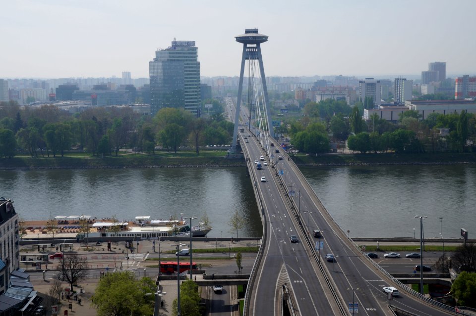 SNP Bridge and Danube River, Bratislava, Slovakia