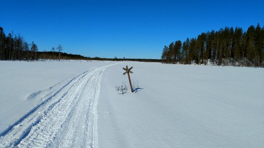 Snowmobile trail in Finland