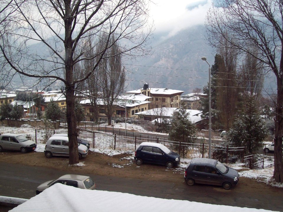 Snowfall at Thimphu