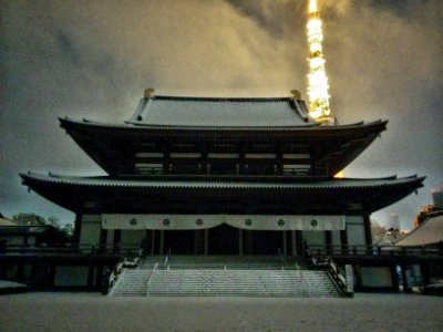 Snowy Zojoji at night photo