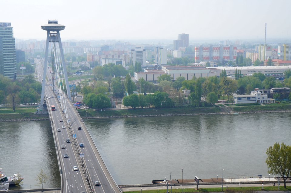 SNP bridge and Incheba expo centre, Bratislava, Slovakia