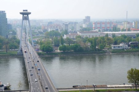 SNP bridge and Incheba expo centre, Bratislava, Slovakia