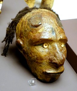 Skull with man's hair, Middle Sepik, New Guinea, 1912-1913 - Südseeabteilung - Ethnological Museum, Berlin - DSC01004