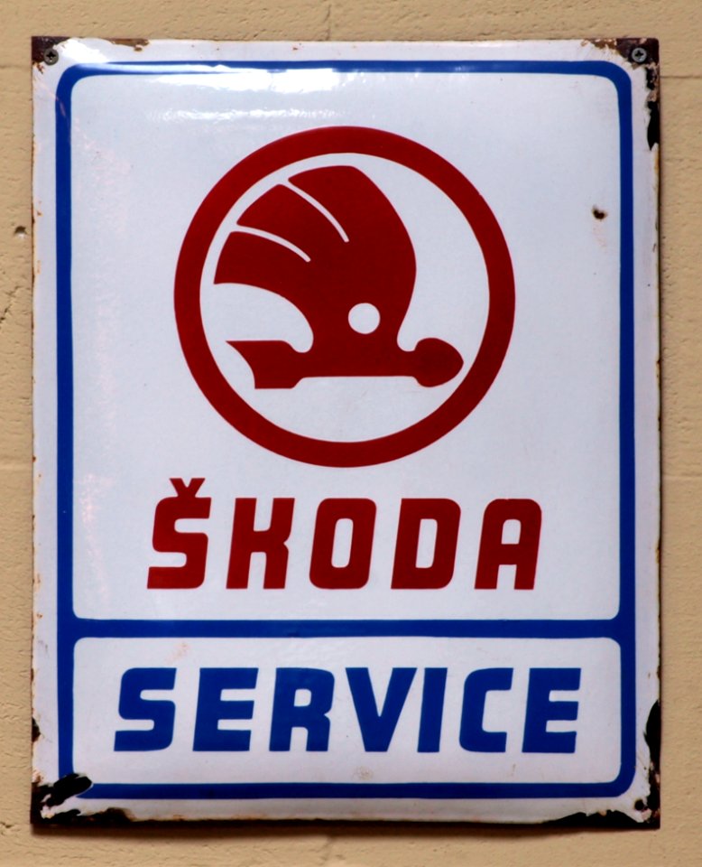 Skoda service, Enamel advert sign at the den hartog ford museum pic-035
