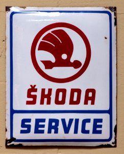 Skoda service, Enamel advert sign at the den hartog ford museum pic-035