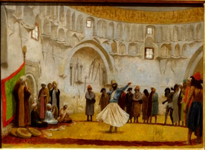Sketch for Le derviche tourneur (The Whirling Dervish), by Jean-Leon Gerome, French, c. 1868-1889, oil on paper on canvas - Middlebury College Museum of Art - Middlebury, VT - DSC08129