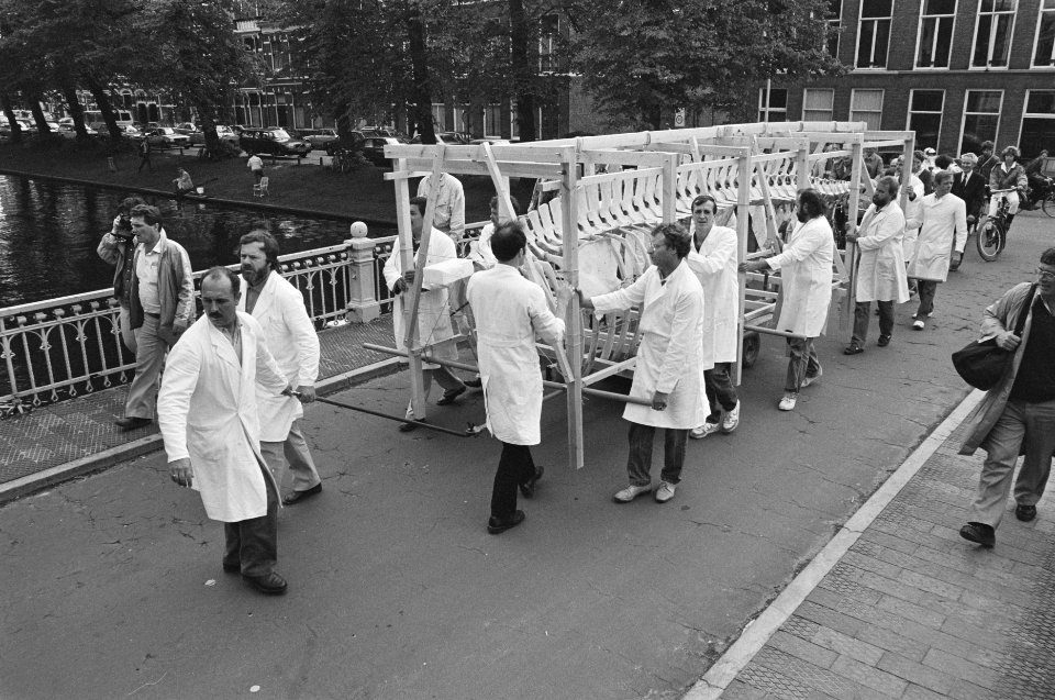 Skelet van vinvis in Leiden overgebracht van Nationaal Historisch Museum naar Ho, Bestanddeelnr 934-0011