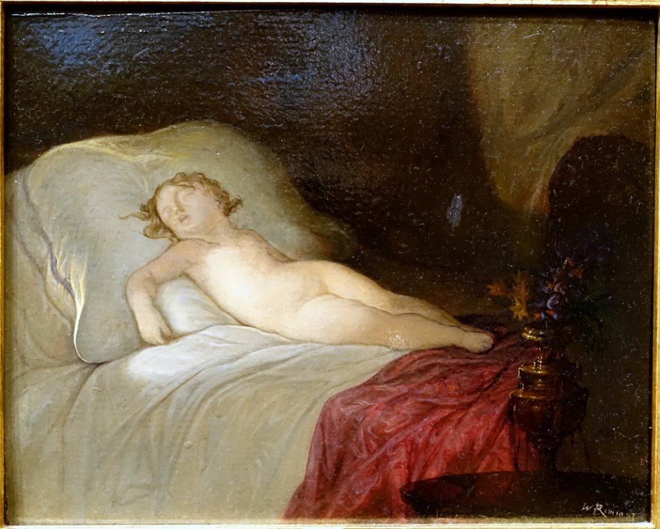 Sleeping, by William Rimmer, c. 1878, oil on academy board - Currier Museum of Art - Manchester, NH - DSC07523