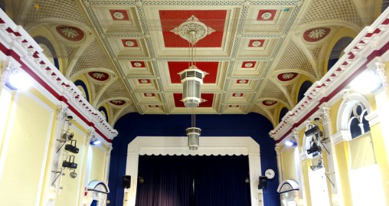 Skipton Town Hall, auditorium ceiling - Skipton, North Yorkshire, England - DSC01032