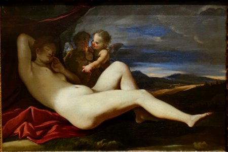 Sleeping Venus with Two Putti in a Landscape, by Giovanni Lanfranco, c. 1632-1634, oil on canvas - Blanton Museum of Art - Austin, Texas - DSC07940