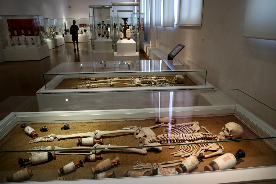 Skeletons from the 5th cent. B.C. found at Kerameikos Cemetery currently at the National Archaeological Museum of Athens (7 May 2018)