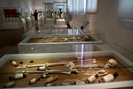 Skeletons from the 5th cent. B.C. found at Kerameikos Cemetery currently at the National Archaeological Museum of Athens (7 May 2018)