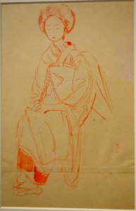 Sketch for Maiko in a Garden, by Bakusen Tsuchida, c. 1924, cinnabar on paper - National Museum of Modern Art, Tokyo - DSC06688